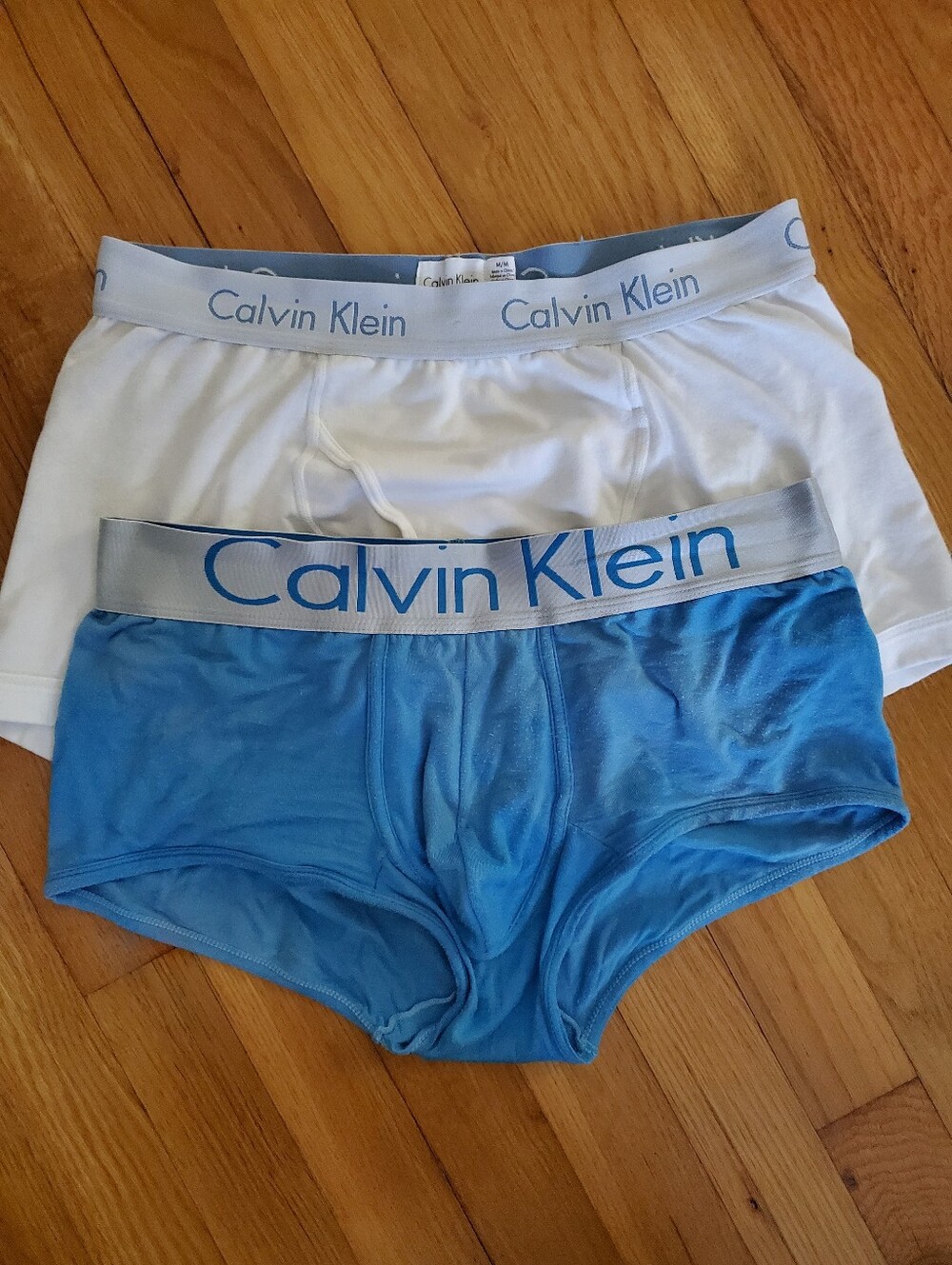 Calvin Klein White & Blue Boxer Briefs  2 Pair